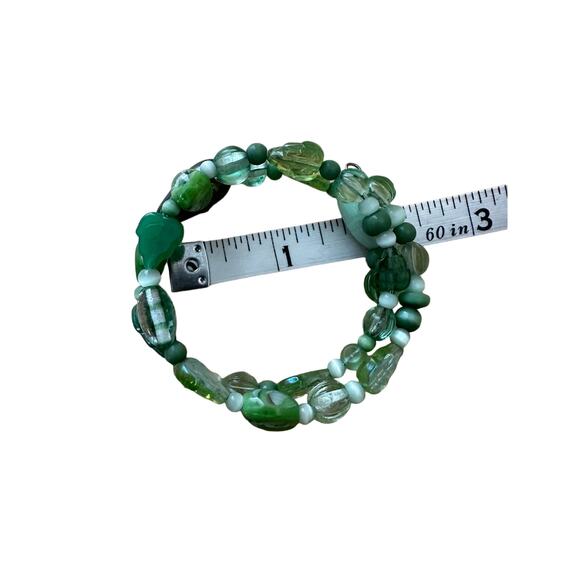 Green Glass Leaf Beads Wrap Bracelet - Picture 5 of 5